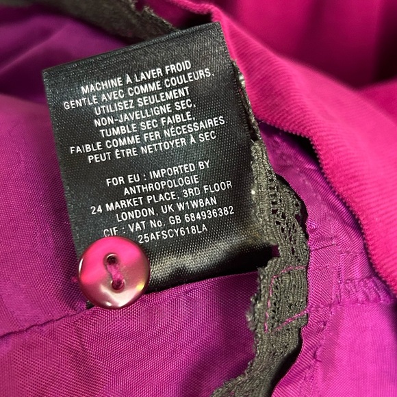 Anthropologie HD in Paris Size 6 Mini Corduroy Dress Purple Magenta Strapless - Picture 10 of 16